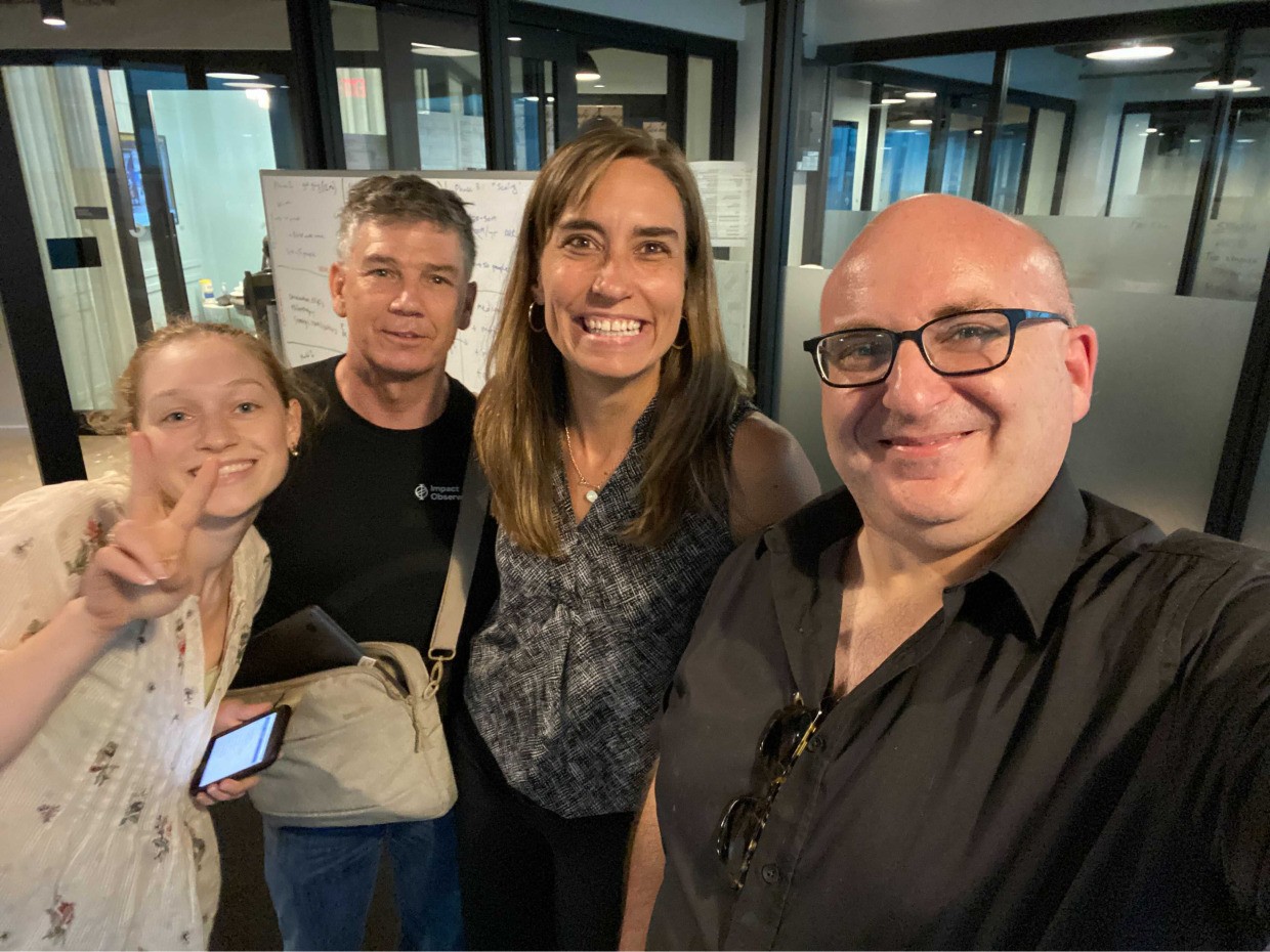 Gabriella Dan Katy and Steve take a selfie at the IO office.