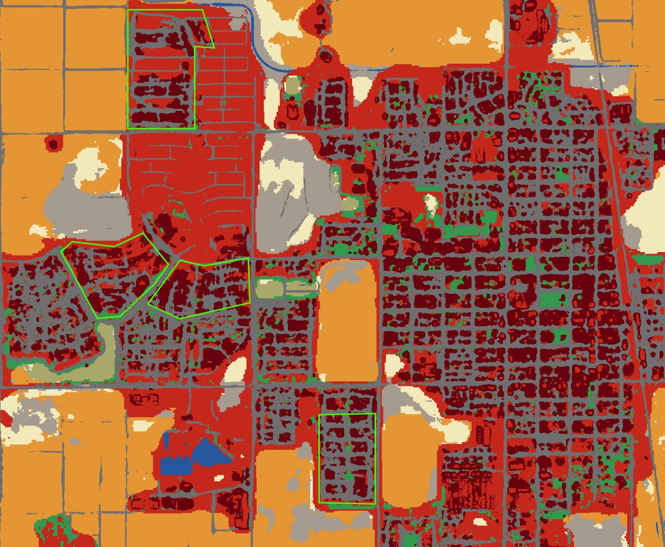 3m Land Cover Map, changing to "Building" over the areas of new building construction